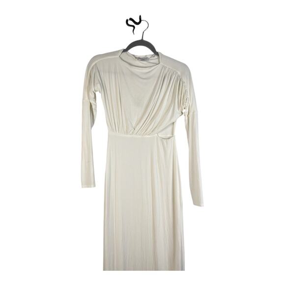 The Line by K Pascal Maxi Dress Ruched Long Sleeve Cut Out Evening Ivory Size S - Picture 5 of 13